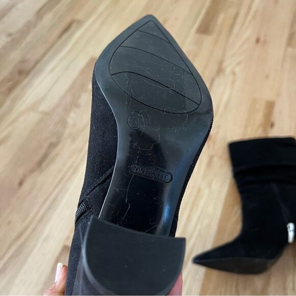 Nine West unni women's block heel slouch booties boots shoes pointed‎ toe 7.5 - Picture 6 of 7